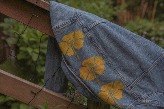 Hibiscus Print Denim Jacket